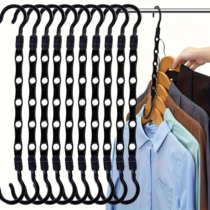 5 or 10 pieces of Rotatable Folding Plastic Clothes Hangers, Versatile Five Hole Space Saving Wonder Hangers, Closet Organizer for Bedroom Decor and Drying Racks.