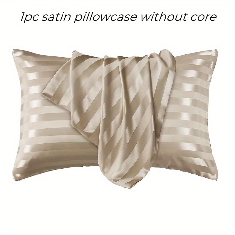 Gentle and Luxurious Striped Satin Pillowcase with Envelope Closure - Easy to Clean, Ideal for Bedroom and Guest Room Décor.