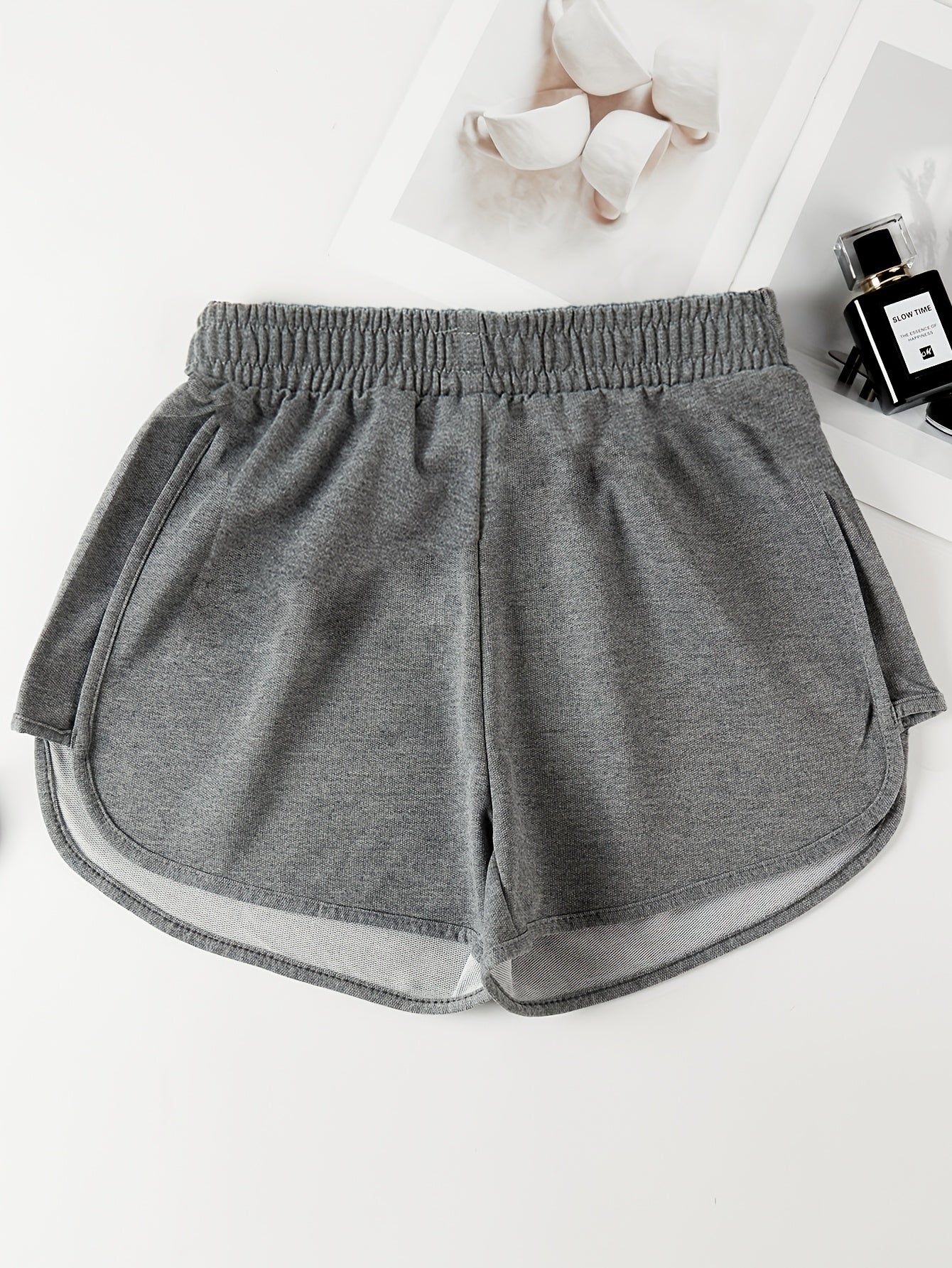 Lounge bottoms with elastic high waist for women's sleep and lounging.