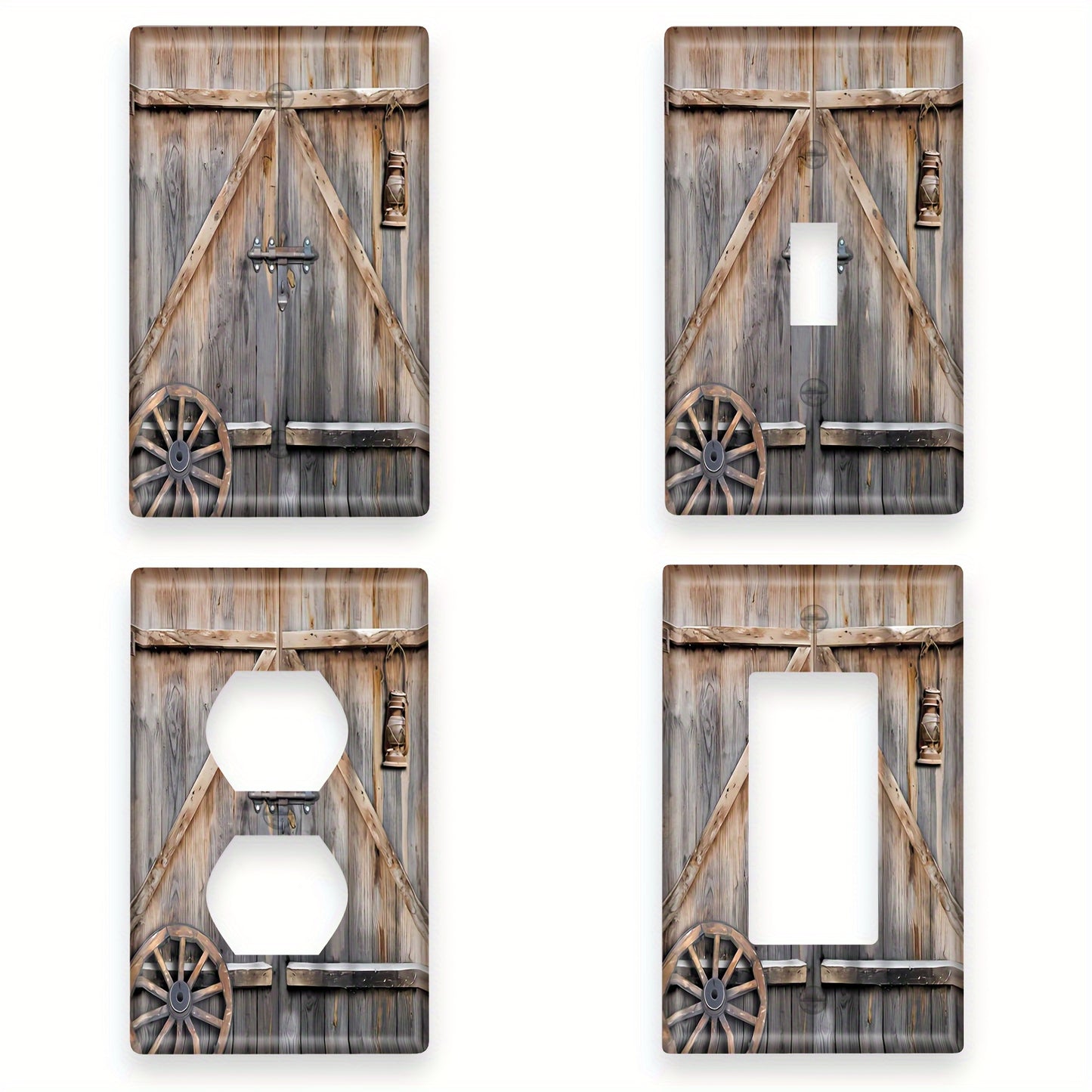 Wooden barn door switch panel for Bedroom electrical switches.