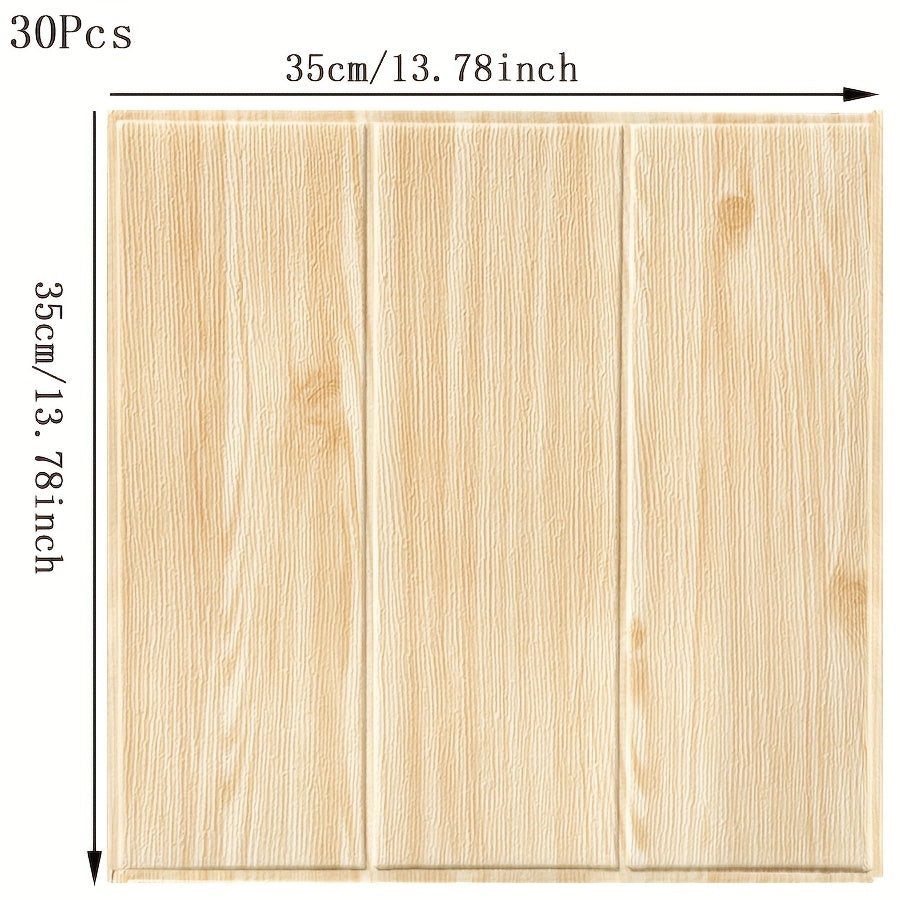 Decorate with 30pcs of Decowall Self-Adhesive Wood Grain Wall Stickers, perfect for any room.