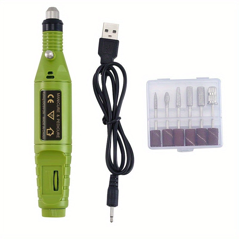 USB-Powered Nail Drill Kit for Professional Use with Hypoallergenic Bits and Accessories for Manicure, Pedicure, and Foot Care.