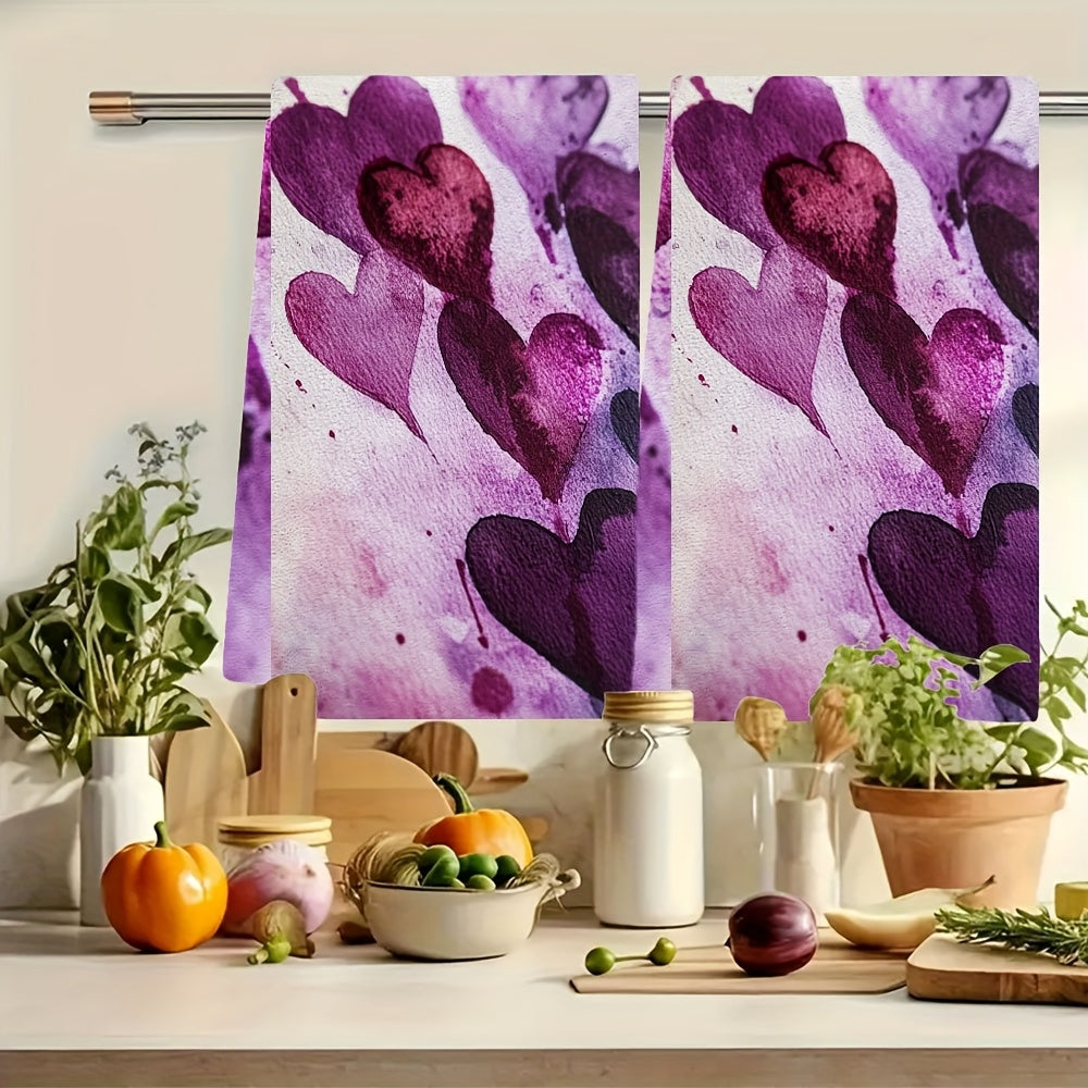 Get a pair of luxurious purple kitchen towels perfect for Valentine's Day. These ultra-soft towels are highly absorbent and great for holiday decorations. Machine washable and measuring 40.64X60.96 cm, they are a must-have for your kitchen.