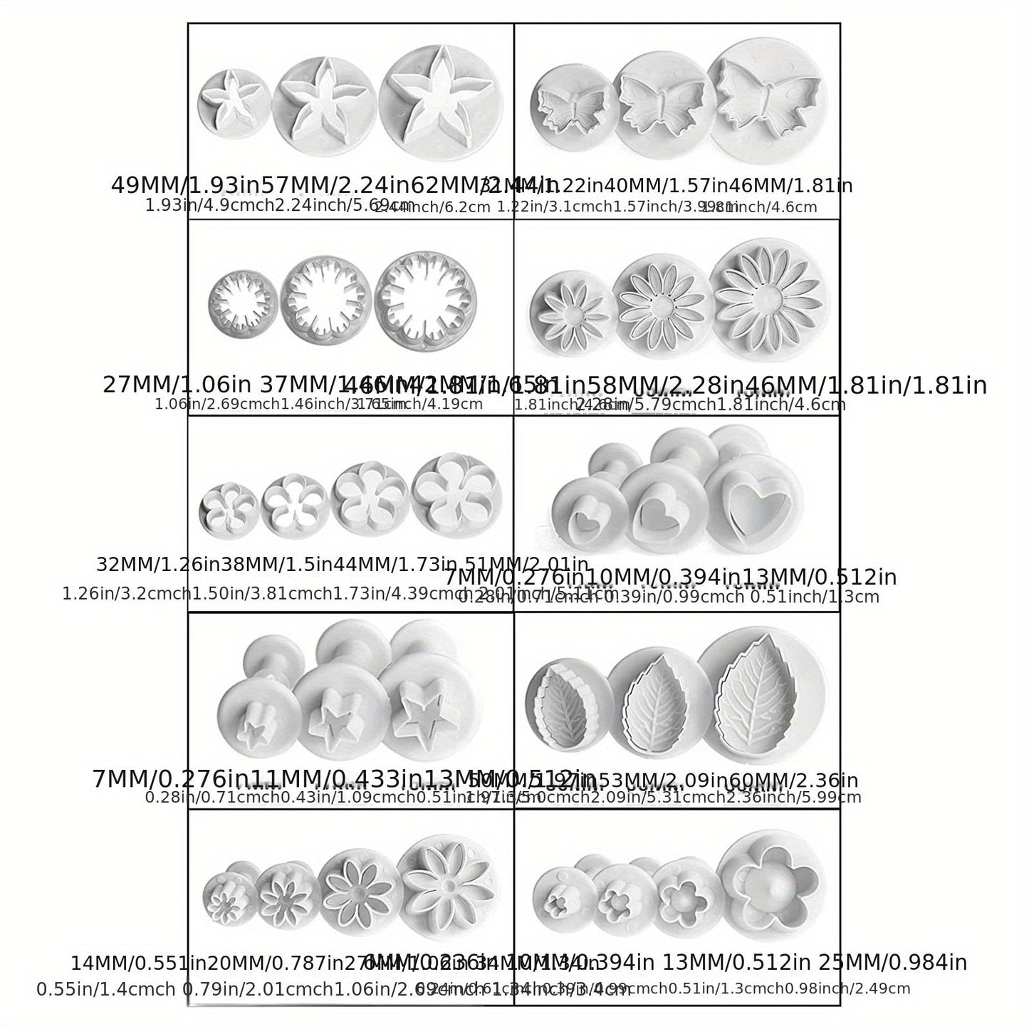 Набор из 33 формочек для печенья и штампов в виде цветов и бабочек — идеально подходит для выпечки, формовки помадки, кухонных гаджетов и аксессуаров