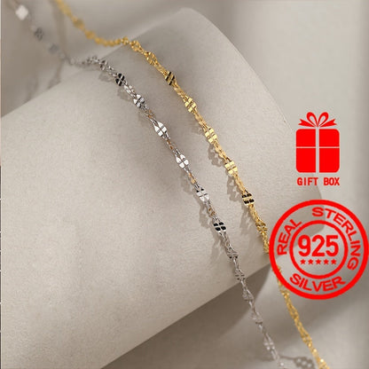 S925 silver necklace featuring Japanese and Korean style, adorned with a simple and elegant lip pendant. This light luxury clavicle chain exudes a high-level sense of style. Delicate and plain chain design in beautiful silvery color, weighing 1.6g.