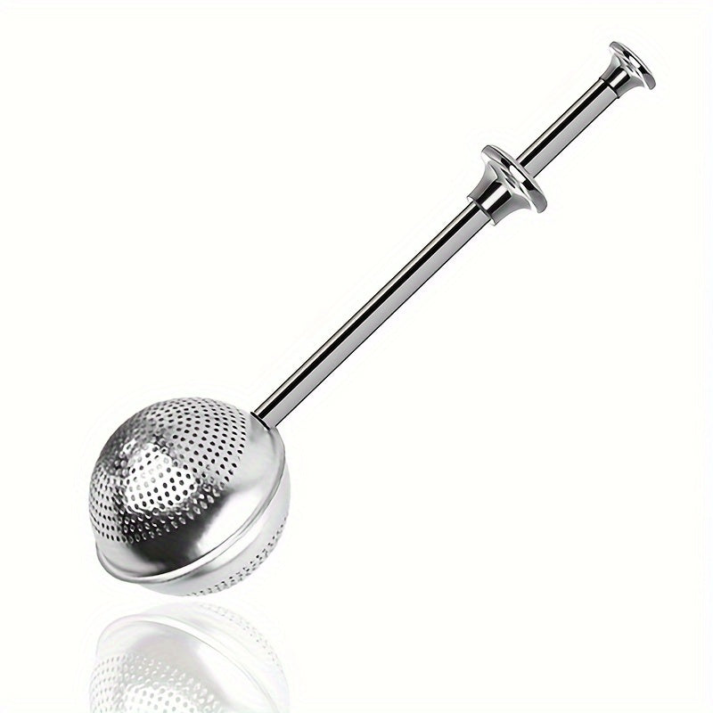 Essential Kitchen Tool: Telescopic Round Ball Tea Infuser, Perfect for Loose Leaf Teas, Stainless Steel Long Handle for Ideal Brewing