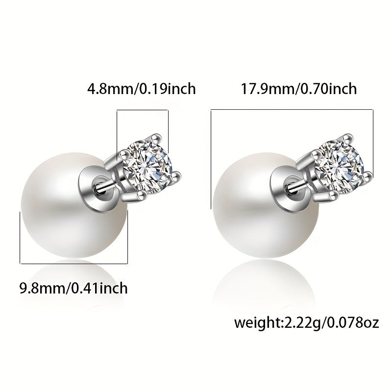 Stunning 925 Sterling Silver Hypoallergenic Stud Earrings Ear Jacket Featuring a Freshwater Pearl Design, Perfect for a Sophisticated and Elegant Wedding Look for Women