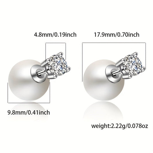 Stunning 925 Sterling Silver Hypoallergenic Stud Earrings Ear Jacket Featuring a Freshwater Pearl Design, Perfect for a Sophisticated and Elegant Wedding Look for Women