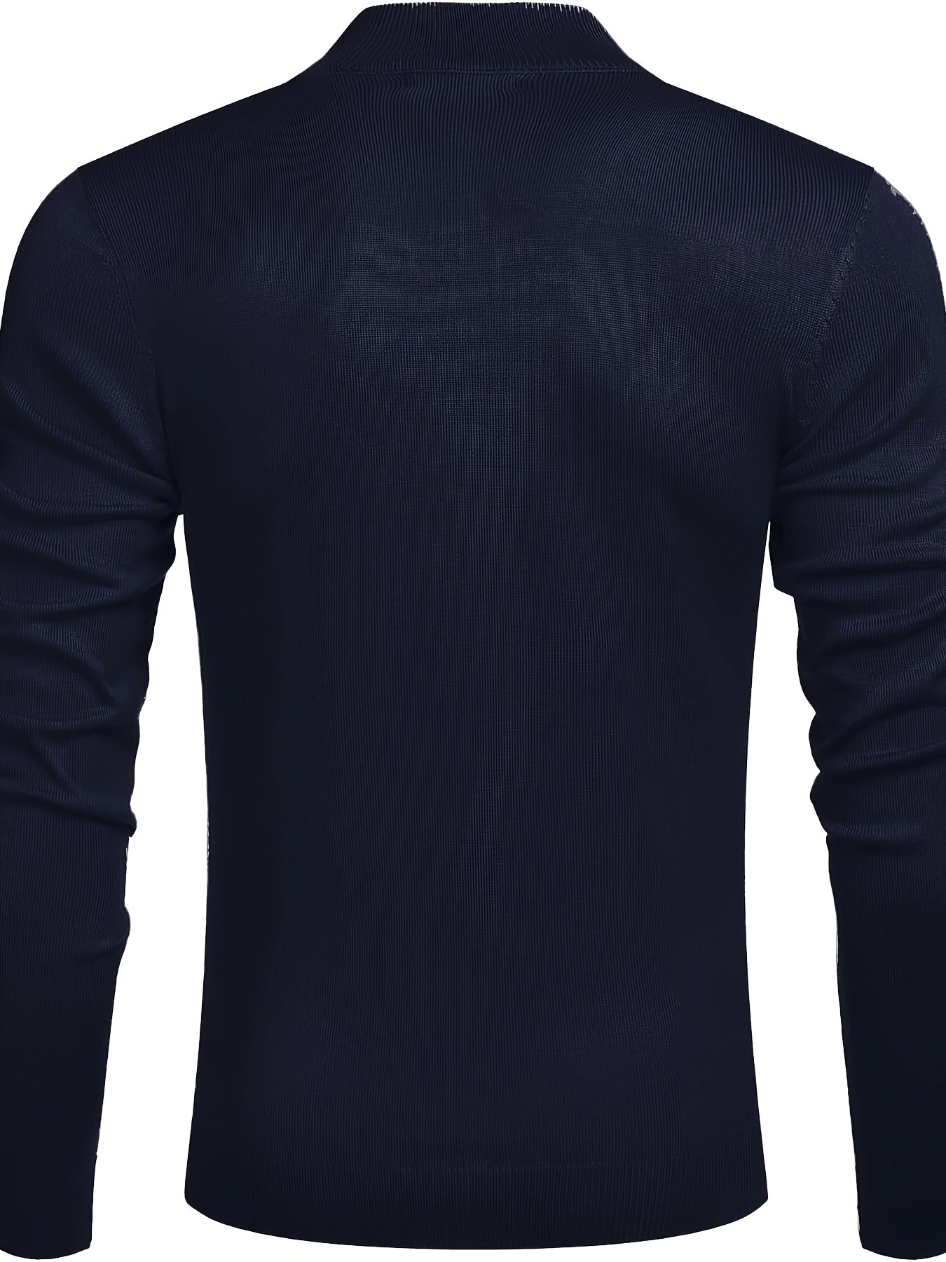 Men's Solid Knitted Pullover with Half Zipper, Casual Long Sleeve Sweater for Outdoor wear.