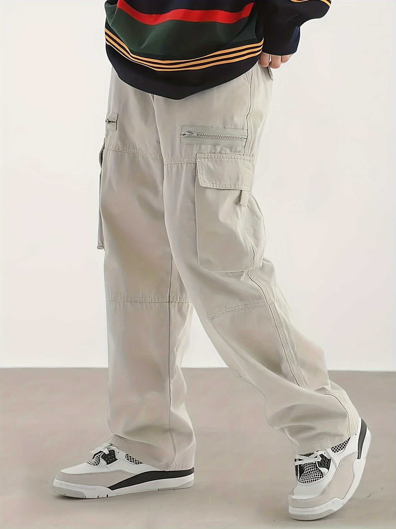 Men's All-Season Loose Fit Cargo Pants with Multiple Pockets