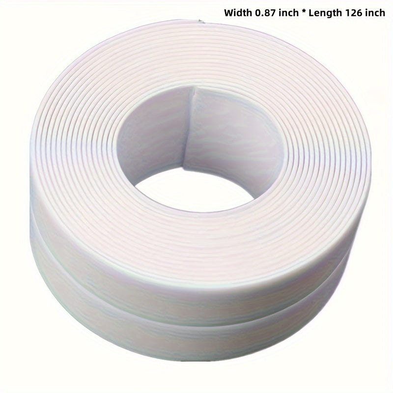 Waterproof caulk tape for bathroom and toilet, self-adhesive strip for bathtub, sink, and wall edge protection, white PVC.