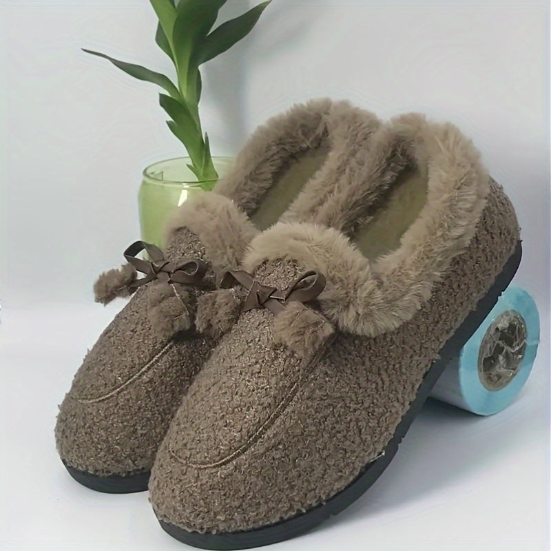 Women's slip-on loafers with non-slip, warm qualities, cozy back, ideal for home use, elegant and stylish.