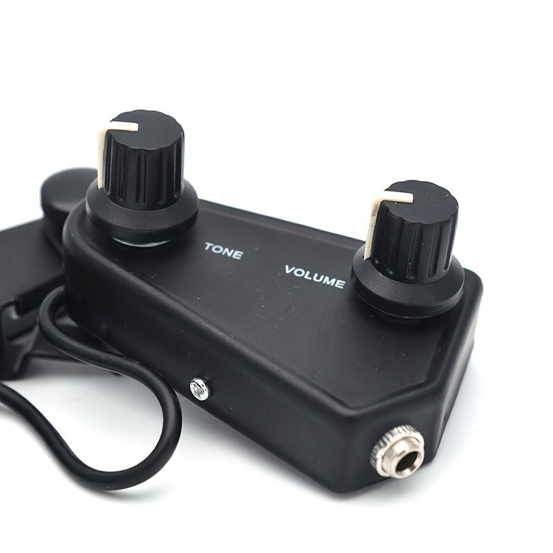 Black Alloy Clip-On Guitar Pickup with 12-Hole Magnetic Sensor - No Battery Needed