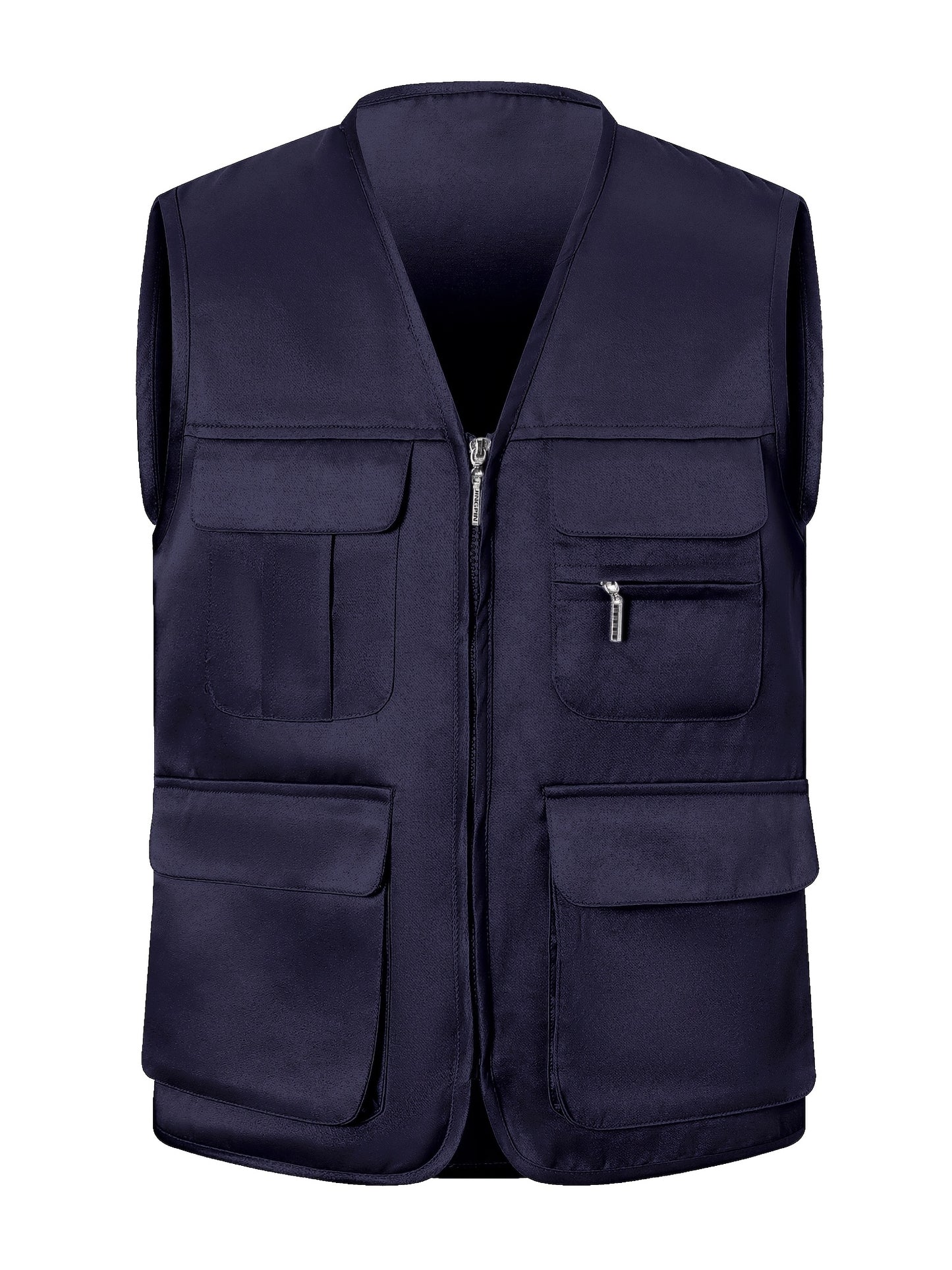 Plus size men's vest with multiple pockets, ideal for hiking and outdoor activities.