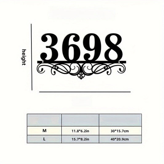 Personalized Metal Address Sign for Home - Black Iron Door Hanger with Rust-Resistant Finish, Weatherproof Outdoor Decor for Garden Entrance, Easy Installation for Ages 14 and Up