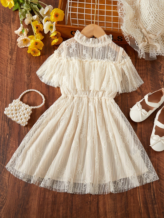 Princess style mesh collar lace dress perfect for holidays and casual wear. Great summer gift for girls.