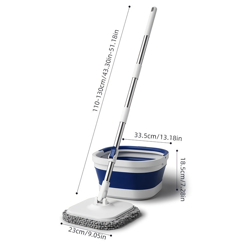 Flexible Foldable Spin Mop & Bucket Combo - Made of Stainless Steel, Requires No Electricity for Effortless Cleaning in Household, Commercial, Culinary, and Outdoor Settings