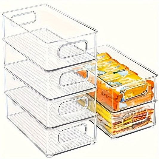 Stackable Refrigerator Organizer Box Transparent Kitchen Container for Pantry, Cabinet, Shelf, Drawer, Refrigerator - Ideal for Food Safe Storage of Snacks, Fruits, Vegetables, and Drinks, Multipurpose Storage Box