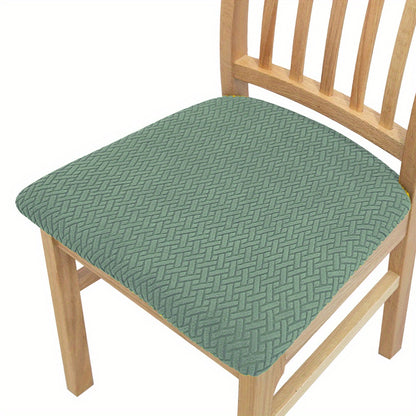 Knitted twill chair seat covers for dining chairs, perfect for weddings or home decor.