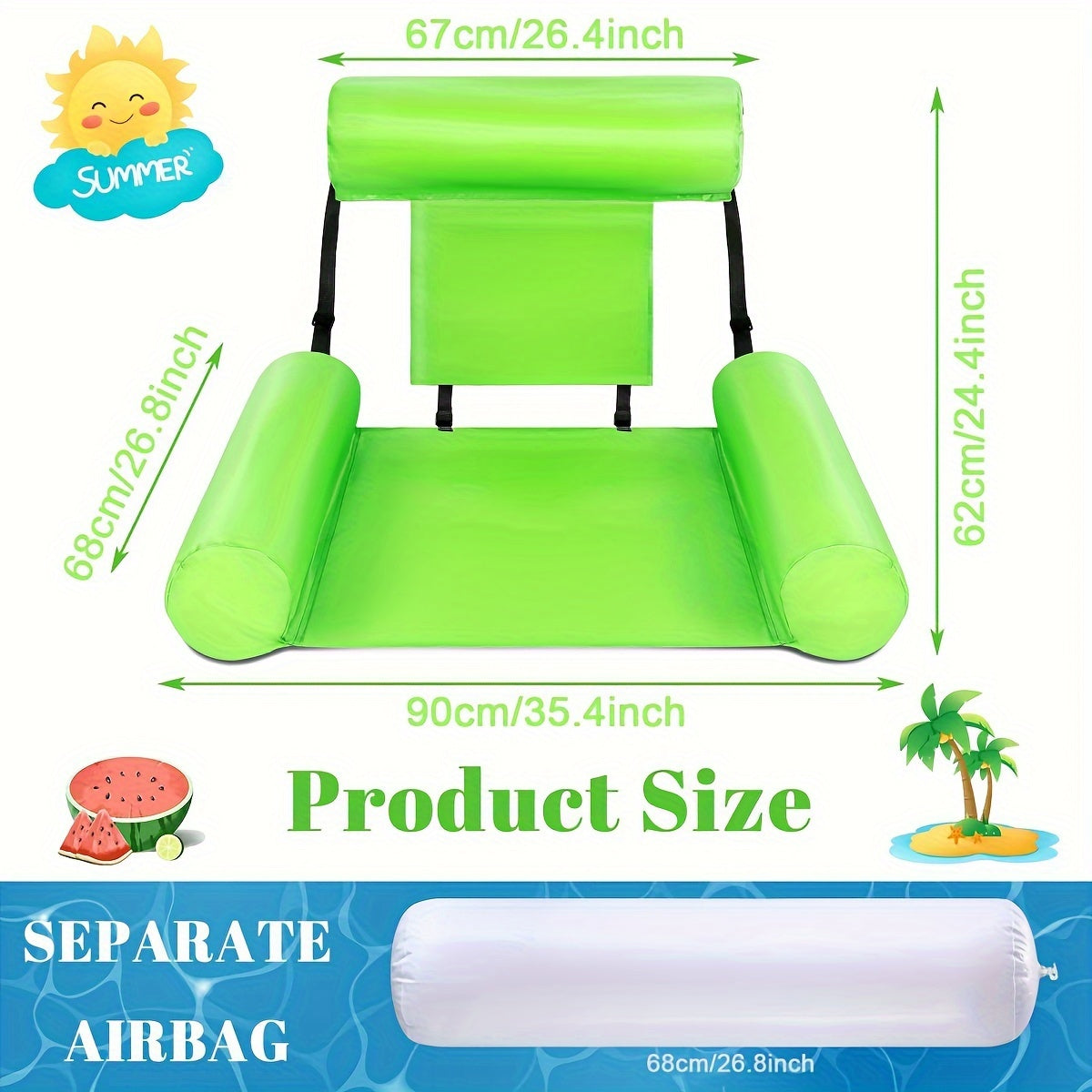 Adults can relax on this durable, vibrant inflatable pool float chair with armrests and head support, perfect for beach, lake, or pool use.