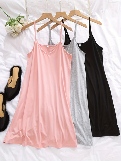 Set of 3 Solid Nightdresses for Women