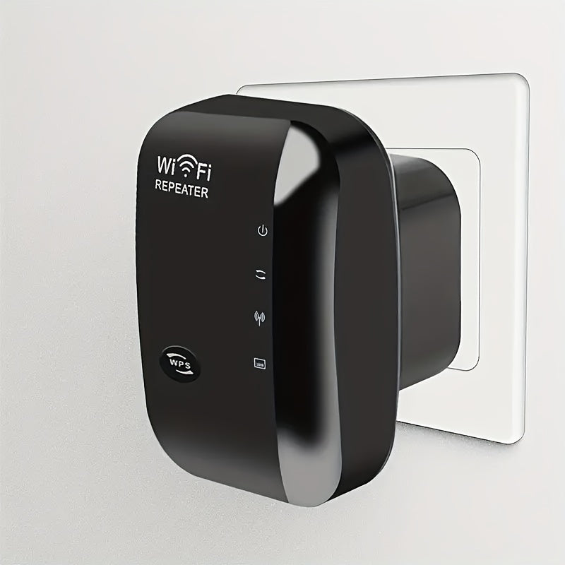 Ourlife N300 WiFi Extender extends internet range up to 2640sq.ft with Ethernet port, one-tap setup, Alexa compatibility, ideal for home and office, European plug.