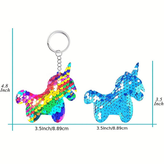 Набор из 15 брелков в форме единорога с пайетками, блестящий ключевой подвес для украшения сумок и аксессуаров