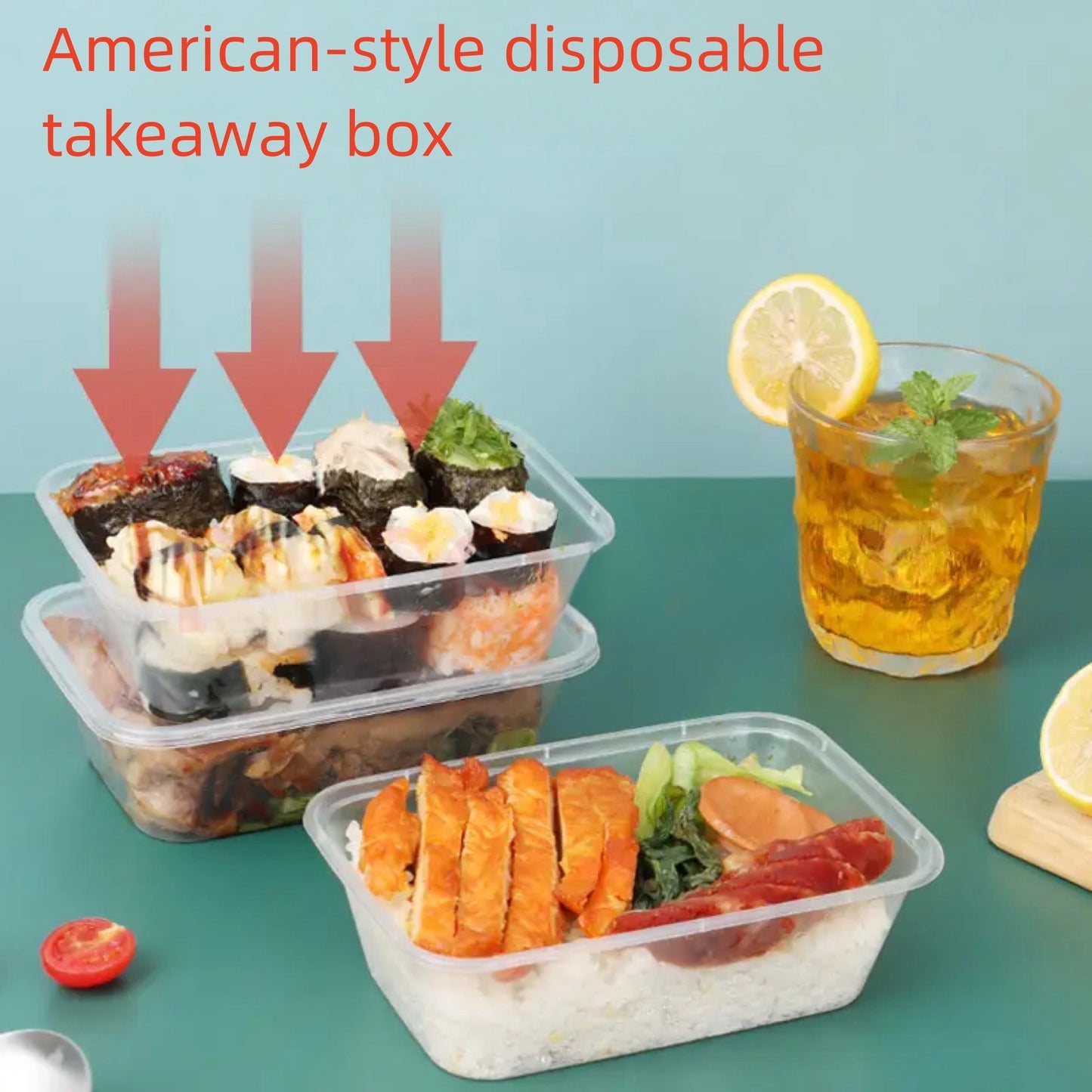 Polypropylene (PP) Disposable Takeaway Boxes with Lids, Square Leak-proof Containers, Clip-on Closure - Available in 18, 35, or 51 piece sets. Microwave & Refrigerator Safe, Perfect for Deli, Pasta, Desserts, Pastries, Fruit Salad. Ideal for Restaurant &