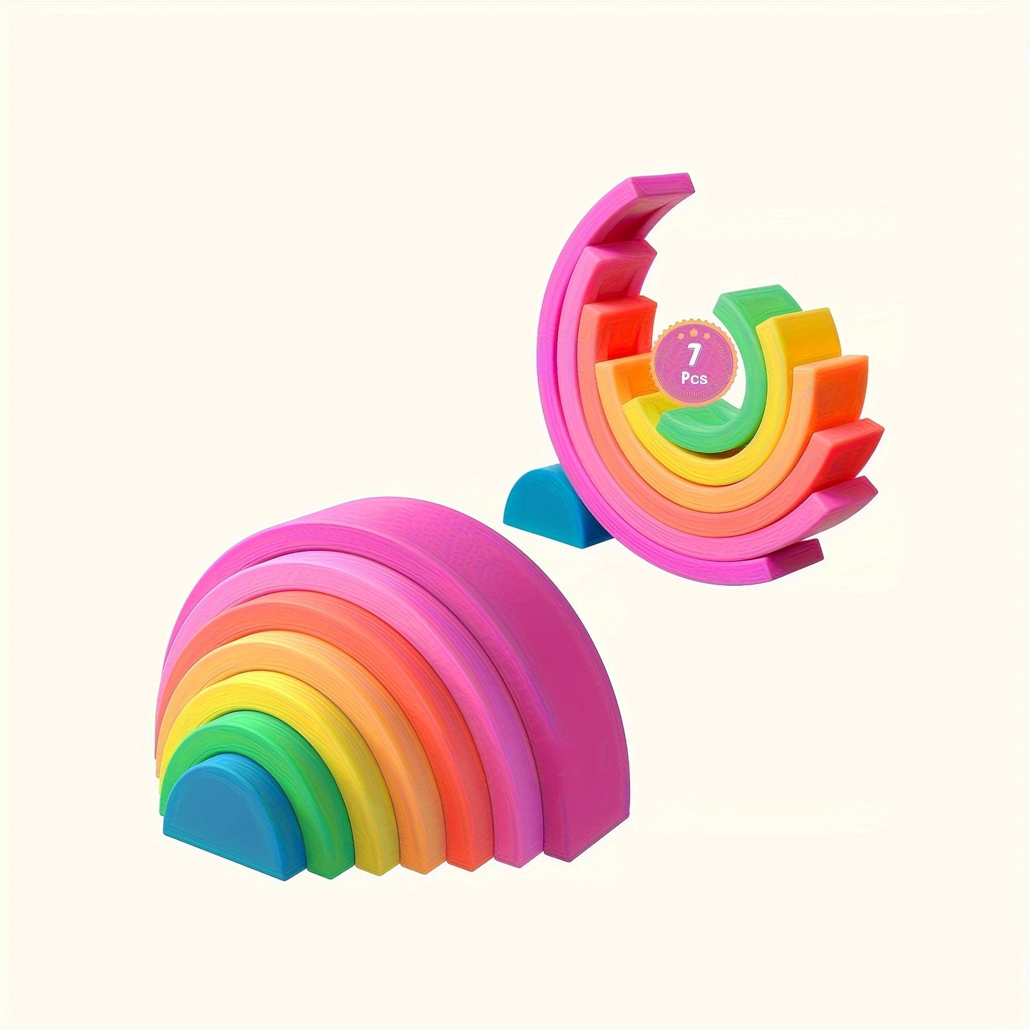 TYRY.HU Silicone Rainbow Stacking Toy - Safe for Children, Educational Nesting Puzzle for Kids | Great Holiday Gift for Christmas & Thanksgiving, Available in 7/10 Tiers