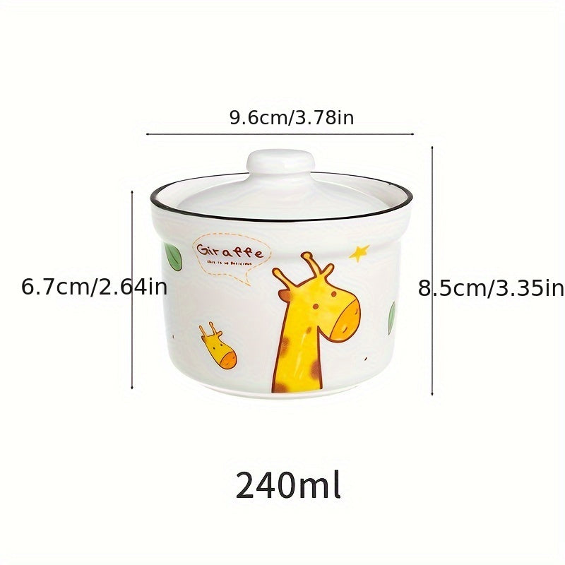 1 piece of a steamed egg bowl with lid, a cute small stew pot, perfect for household stews and desserts like swallow nest, soup stews, healthy steaming, and other kitchen supplies