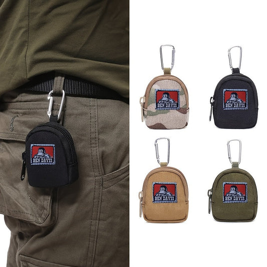 Keychain pouch with carabiner clip featuring the Ben Davis Gorilla logo, perfect for holding keys and small items on-the-go. Ideal for casual use as a mini accessory case.