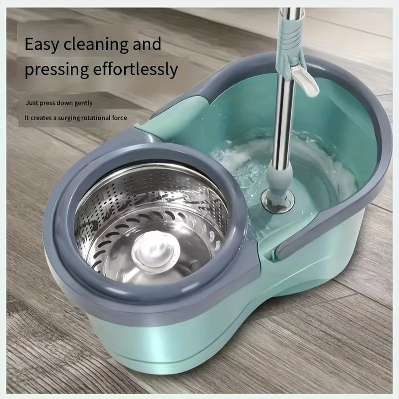 Spin Mop and Bucket Set with 4 Microfiber Pads - 360° Swivel Head for Easy Household Cleaning, Perfect for Living Room and Bedroom, Reusable Pads, Adjustable Handle, Great for Party Clean-Up