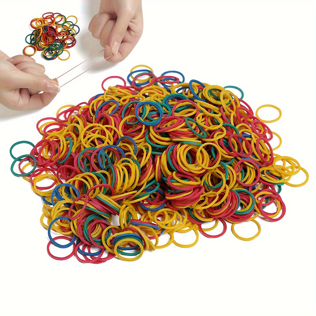 500-2000 natural rubber mini elastic bands, multicolor, 16mm diameter, for office and school use, braiding