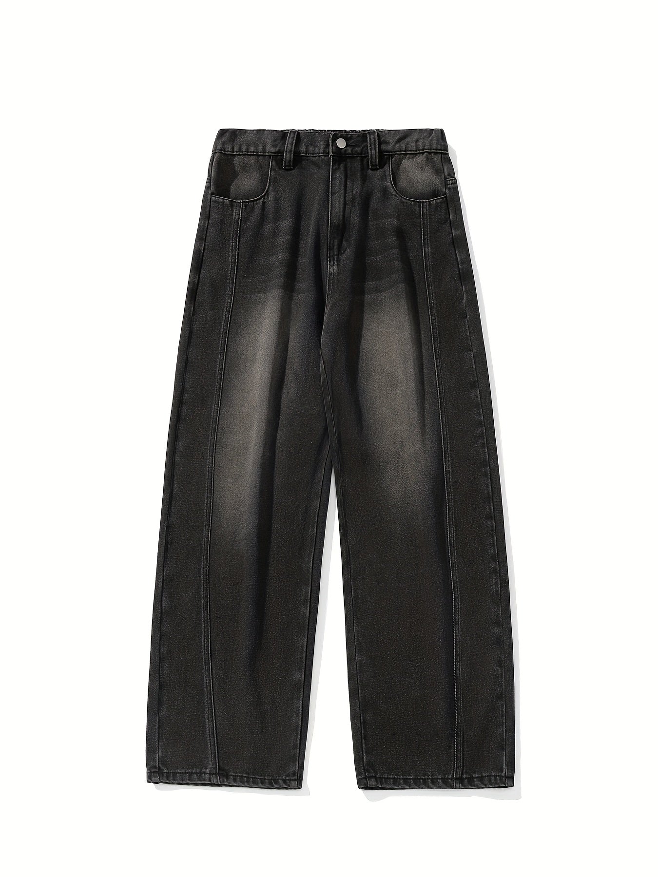 Men's gradient structure denim pants, loose-fitting, stylish black carrot pants, casual new arrivals, perfect gift option.