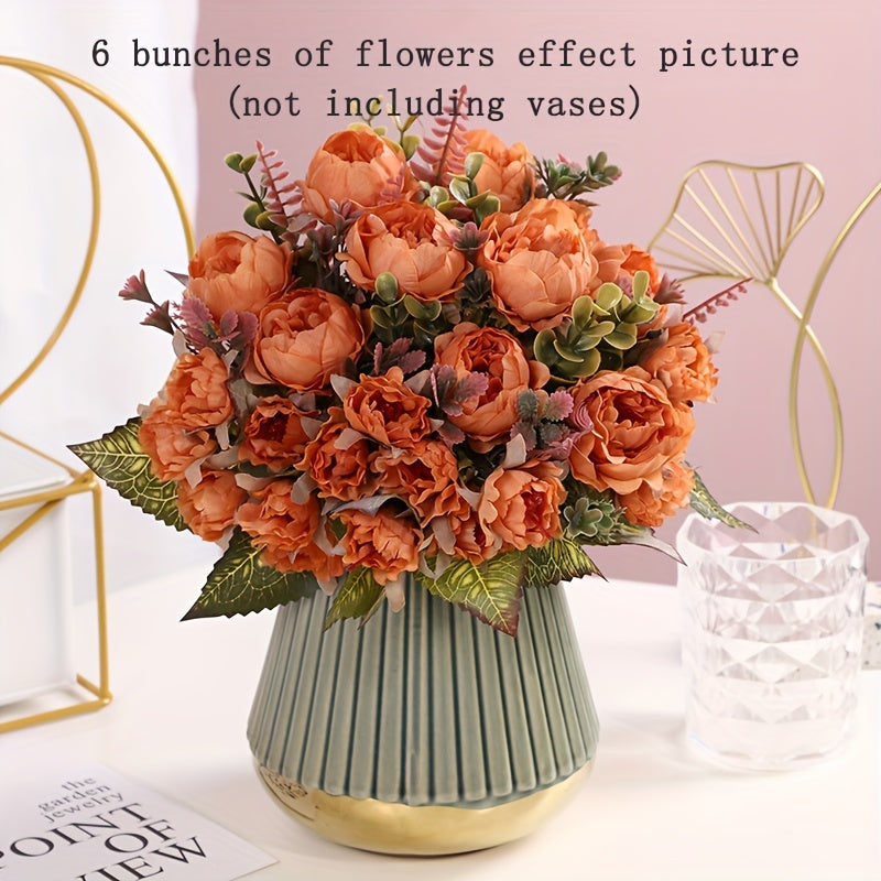 Artificial rose peony bouquets with multiple heads, stems, and various uses for home, garden, or events.