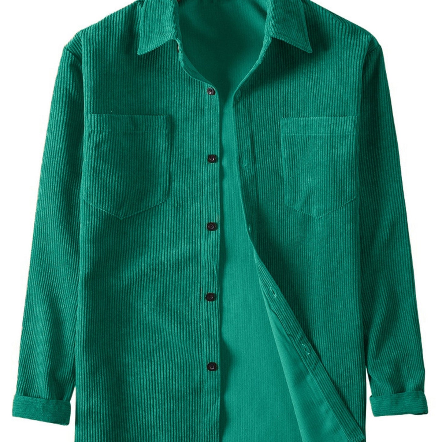 Casual men's corduroy shirt with double pockets for spring and autumn.