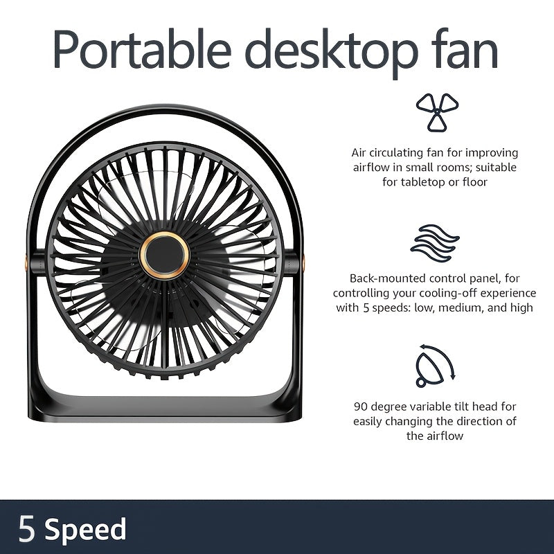 Get the latest Mini Desktop 5-Speed Electric Fan with USB Charging for your Bedroom, Office, Dormitory, Indoor and Outdoor use. It's the perfect Summer gift and a cool portable fan.