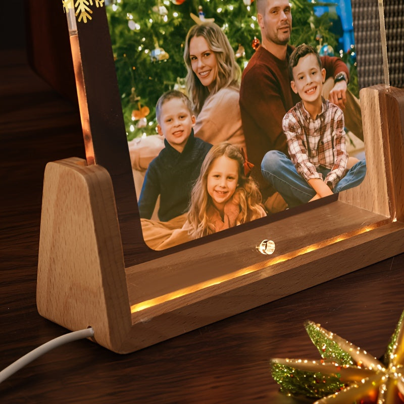 Custom Illuminated Acrylic Christmas Photo Frame: Add a Personal Touch to Your Holiday Decor with a Unique Display for Your Family's Memories