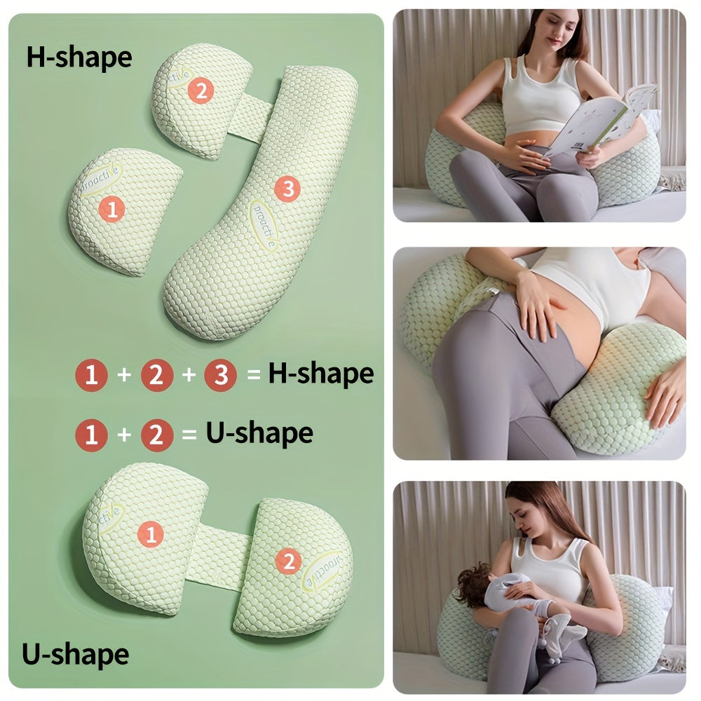 Maternity Pillow with Adjustable & Removable Cover - Soft Full Body Pregnancy Cushion with H/U Shape Convertibility for Back, Belly & Leg Support - Perfect Gift for Expectant Mothers