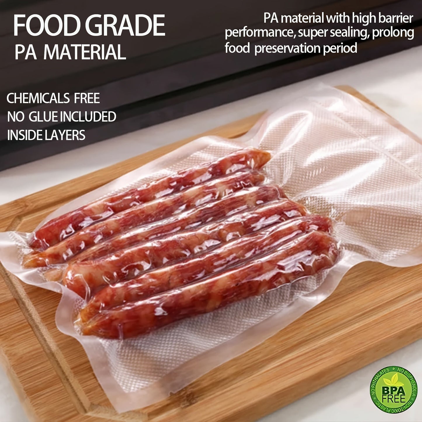 Vacuum Bags for Food Preservation - Sealed Bag for Vacuum Sealer, Sous Vide Meal Prep, and Long-Term Freshness in the Kitchen