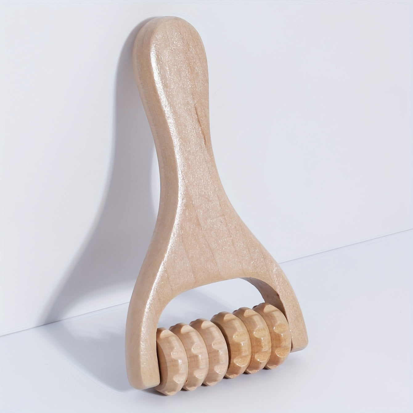 Wooden massage roller for back and abdomen - professional body muscle tool, chemical-free material, cellulite treatment, home fitness equipment.