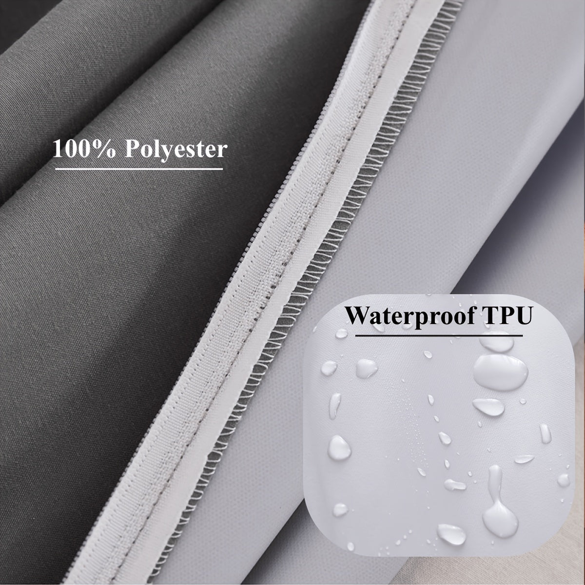 1 piece of fully enclosed waterproof mattress cover with zipper. (No pillowcase included) This dust-proof mattress protector is designed with solid color deep pocket fitted sheet for double bedroom. Available in white or grey.