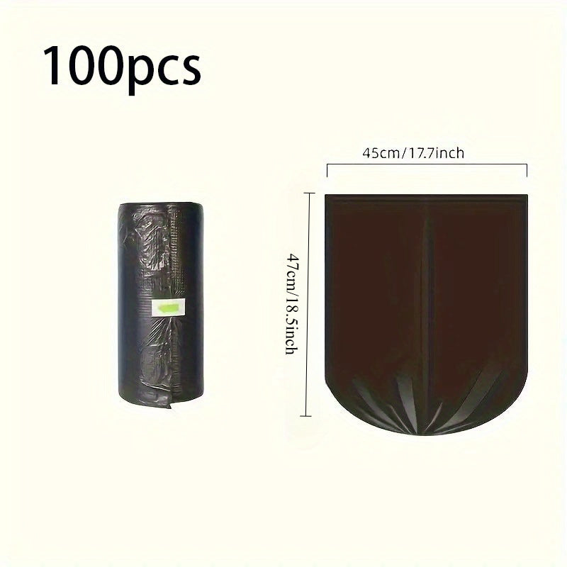 100 pieces of 4 rolls of black garbage bags designed for household use. These flat mouth plastic bags are suitable for use in the kitchen, bedroom, living room, yard, and toilet. They have strong load-bearing capacity and offer excellent privacy.