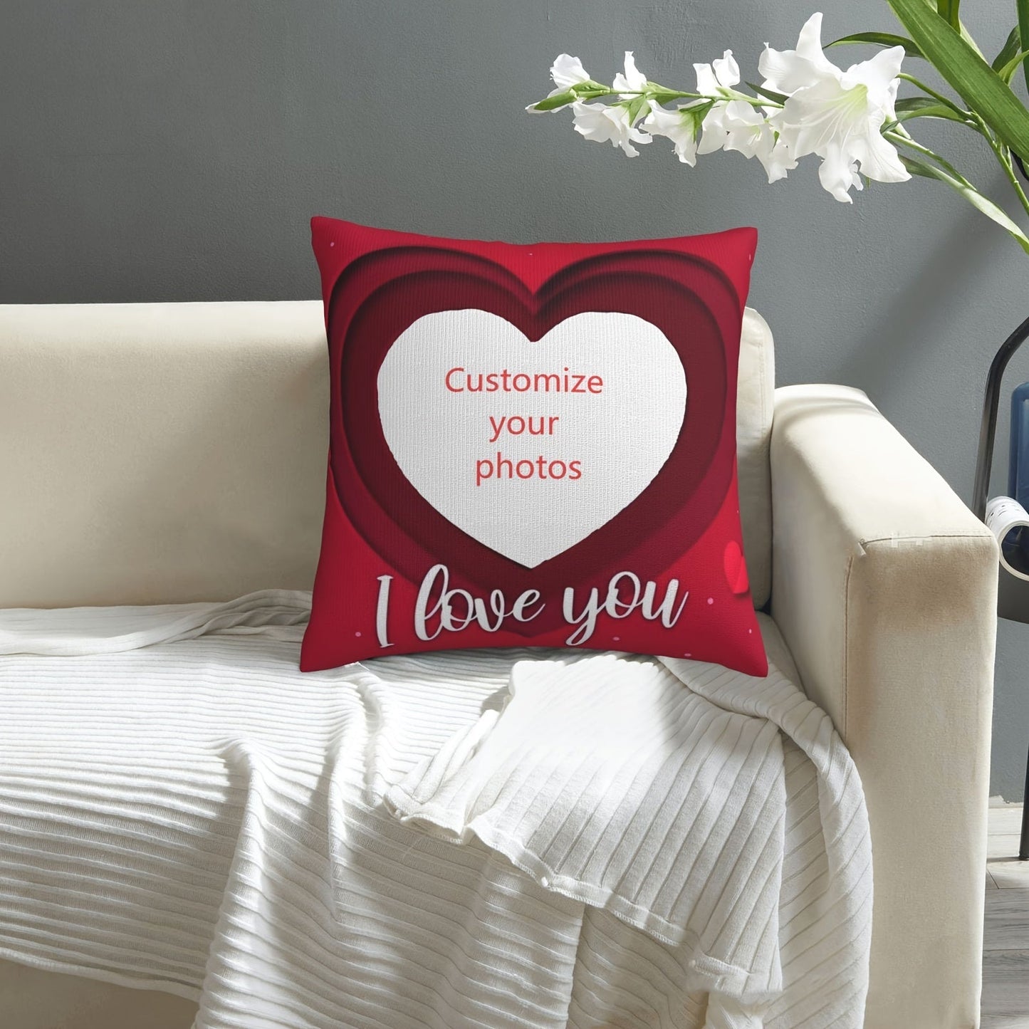 Get cozy with our Customizable Double-Sided Love Photo Pillowcase! This polyester pillowcase comes in red and white and can be personalized with your favorite picture. It makes a perfect gift for your loved ones and adds a special touch to your seasonal