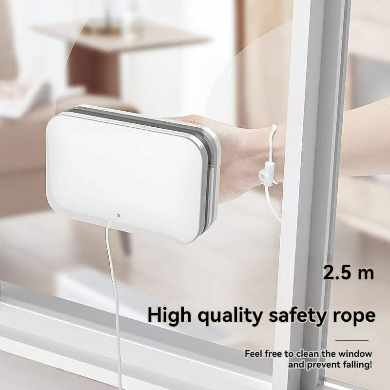 1 piece of a double-sided magnetic window cleaner with a sturdy plastic handle and a durable polyethylene terephthalate squeegee designed for cleaning high-rise buildings and dual pane glass.