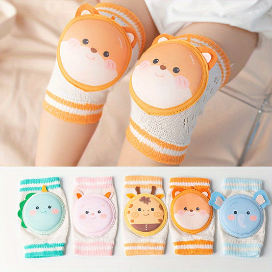 Lightweight Knee & Elbow Pads for Youngsters with Adorable Cartoon Print - Non-Slip Safety Protectors for Kids just Learning to Walk - Choose from Orange, Mint Green, White, or Blue colors