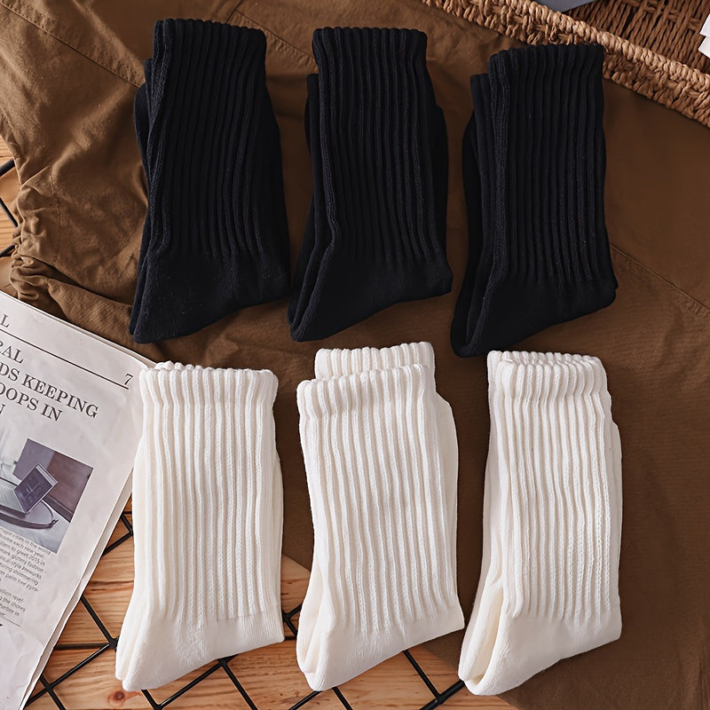 6 Pairs Men's Breathable Crew Socks for Winter & Autumn