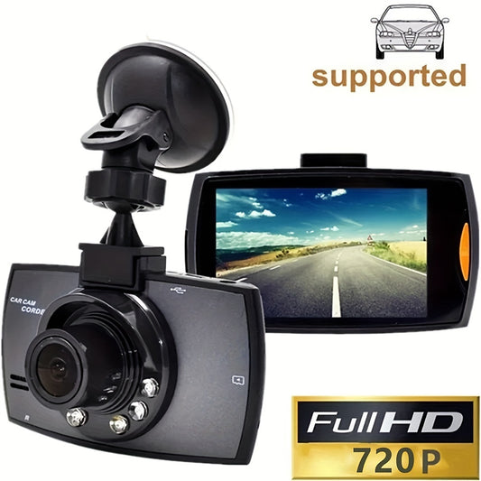 Compact HD dash cam with infrared night vision, loop recording, wide-angle lens, 6.1cm IPS screen, full HD 1080P, and suction cup mount, ideal for cars.