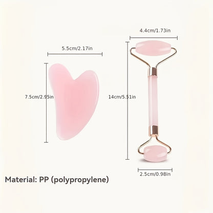 Розовый роллер для лица в форме сердца и набор Гуа Ша - инструменты для красоты для расслабления лица и глаз