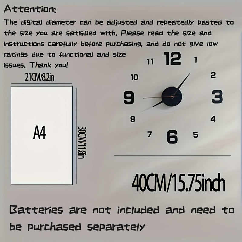 Скандинавские стиль DIY бесшумные настенные часы с самоклеящимися украшениями. Простой, но креативный акриловый часы для гостиной или спальни. Батарея не включена.